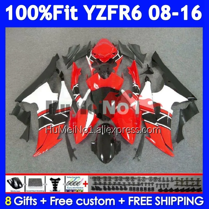 Bodys For YAMAHA YZF R6 600 R Red white 6 YZF-600 YZF-R6 359No.13 YZFR6 YZF600 08 09 10 11 12 2013 2014 2015 2016 Fairing Kit