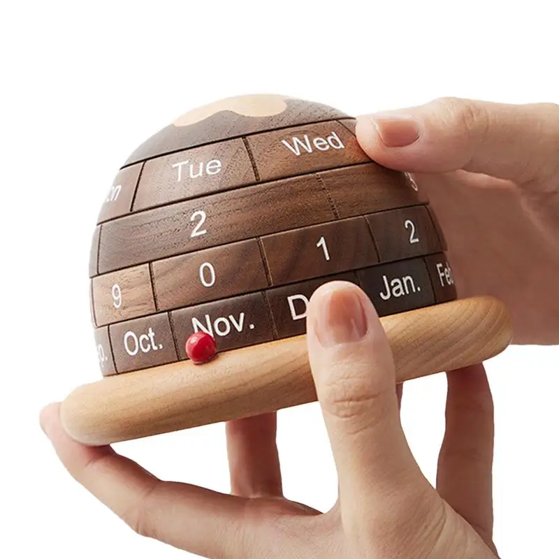 Wood Desk Calendar Perpetual Calendar Creative Planet Wooden Desk Calendar Reusable Rustic Block Calendar Aesthetic Table