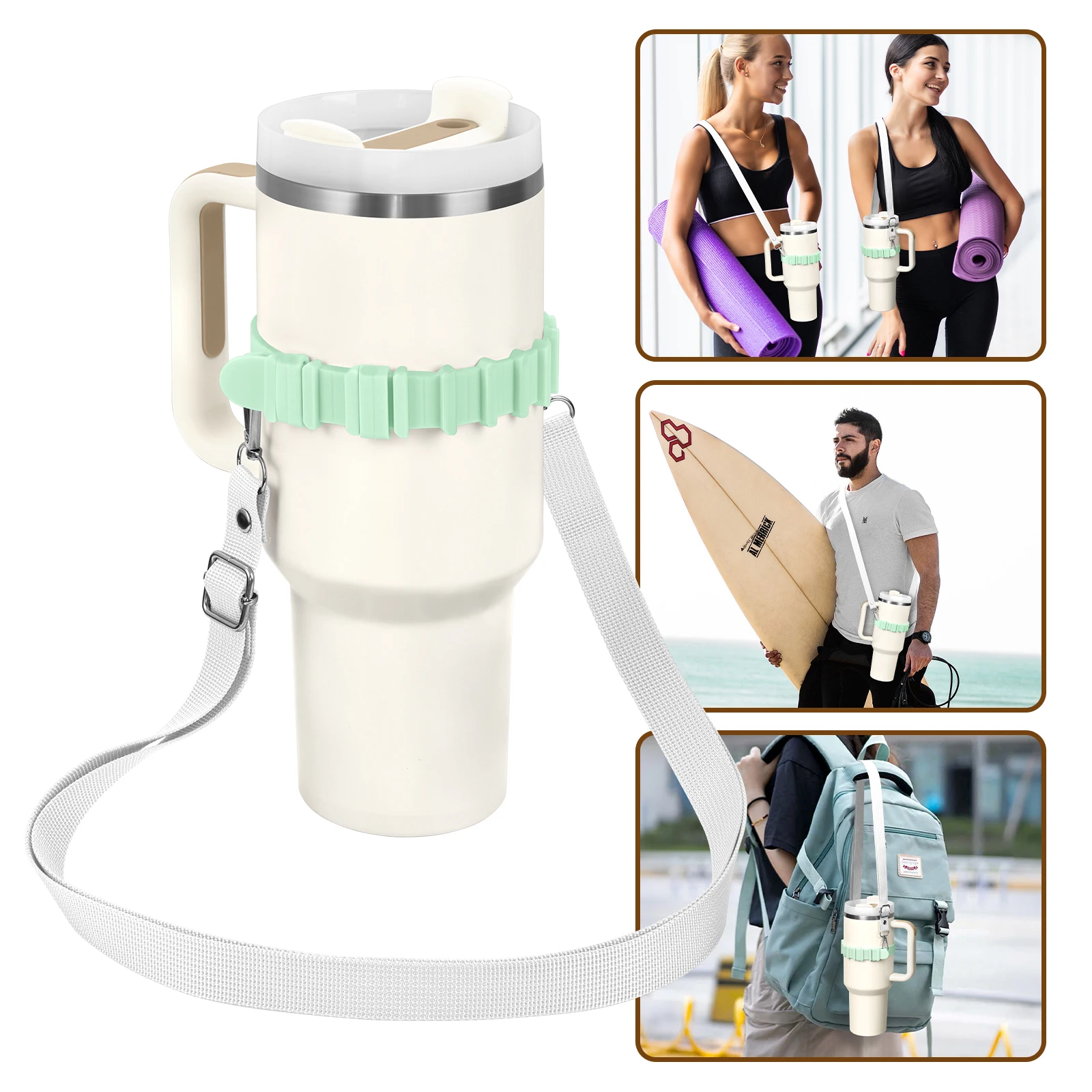 Eary Silicone Portable Water Bottle Carry Strap Handle Adjustable Water Cup Handle Ring Water Cup Handle Strap Cup  Accessories