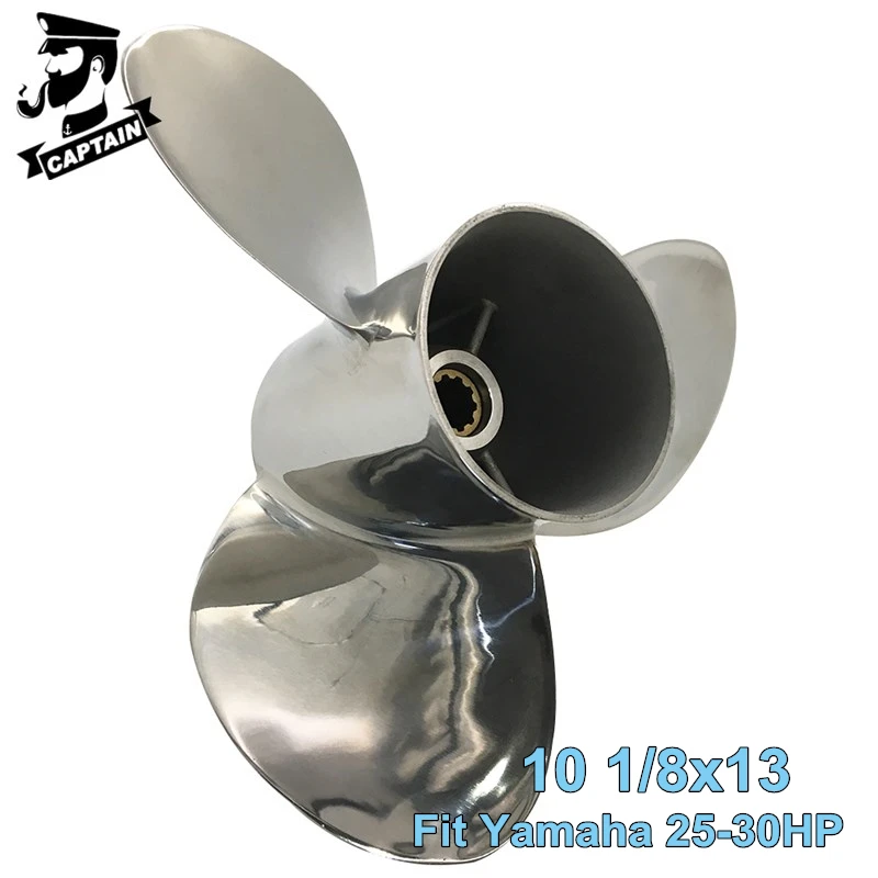 

Captain Boat Propeller 10 1/8x13 Fit Yamaha Outboard Motor F25HP 20HP 30 HP 10 Tooth Splines Stainless Steel Marine Engine Parts