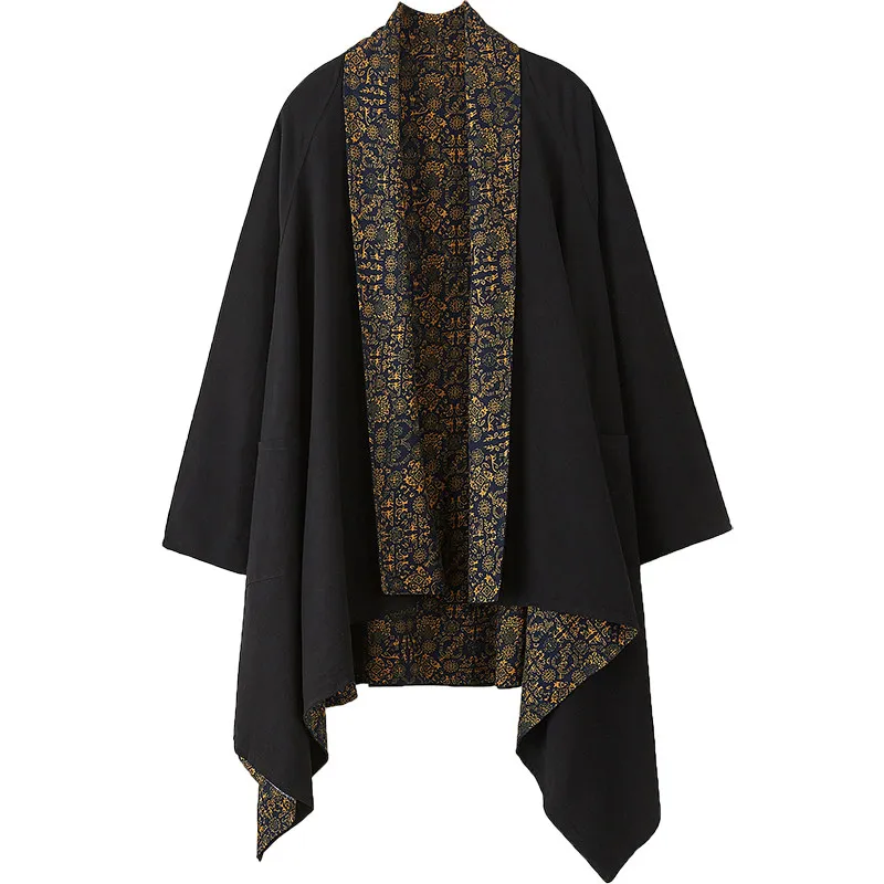 2026 Spring Summer Men Chinese Style Linen Hanfu Men Traditional Cardigan Jacket Male Oversized Kimono Ancient Irregular Cloak view 5
