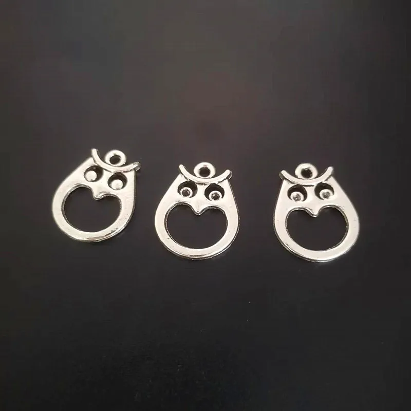 10pcs Antique Silver Alloy Animal Owl Charms Pendants For Bracelet Necklace Jewelry Making DIY Handmand Craft 18x23mm