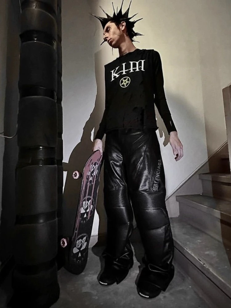 Kim Krueger Opium Heavyweight Print Short Sleeve Punk Playboi Carti T-Shirt Cotton Loose Fit round Neck Summer Menswear