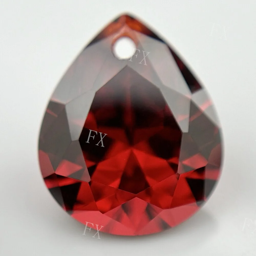 Single Hole Garnet Pear Beads Cubic Zirconia Stones AAAAA 3x5~10x12mm Synthetic Gems Stone For Jewelry Make