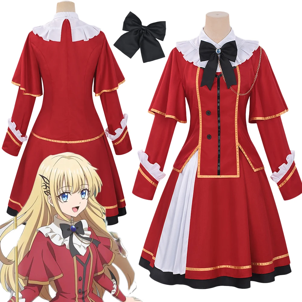 

Костюм для косплея Каны Хуглии (Мирики) из аниме «Волшебник»: красное платье, униформа, головной убор, бантик, комплект одежды для Хэллоуина, карнавала, вечеринки