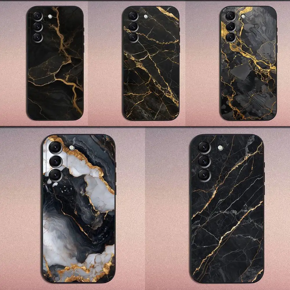 

Black Gold Marble Pattern Phone Case For Samsung Galaxy A20,A21s,A22,A31,A32,A52,A53,A72,73,A80 Soft Black Cover