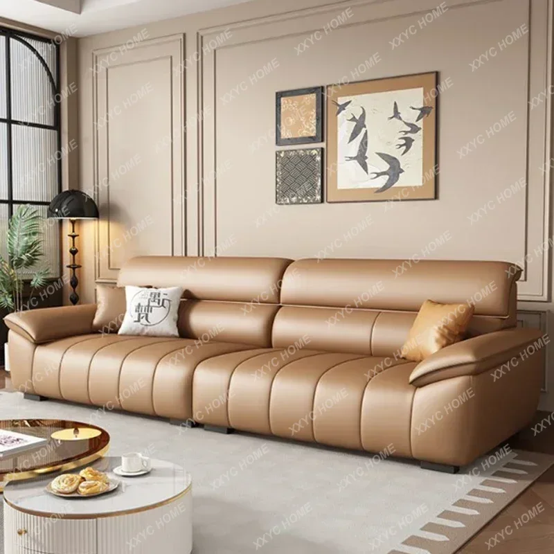 XXNew Genuine Leather  Couches Living Room Unique Simple Lounge Italian Sofa Puffs Modern Furnit