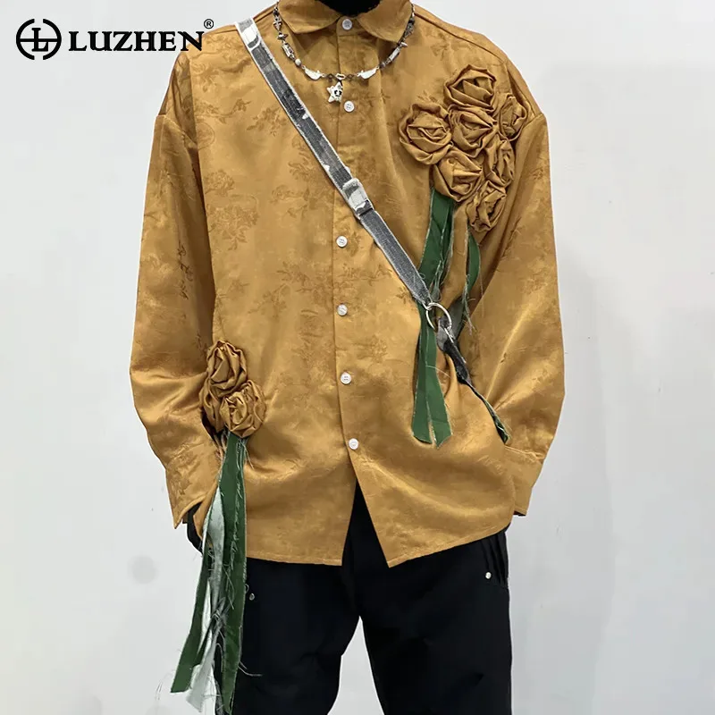 

LUZHEN 2025 Autumn High Quality Three-dimensional Tassel Patchwork Design Long Sleeve Shirt Men's Fashion Elegant Clothes JY4197