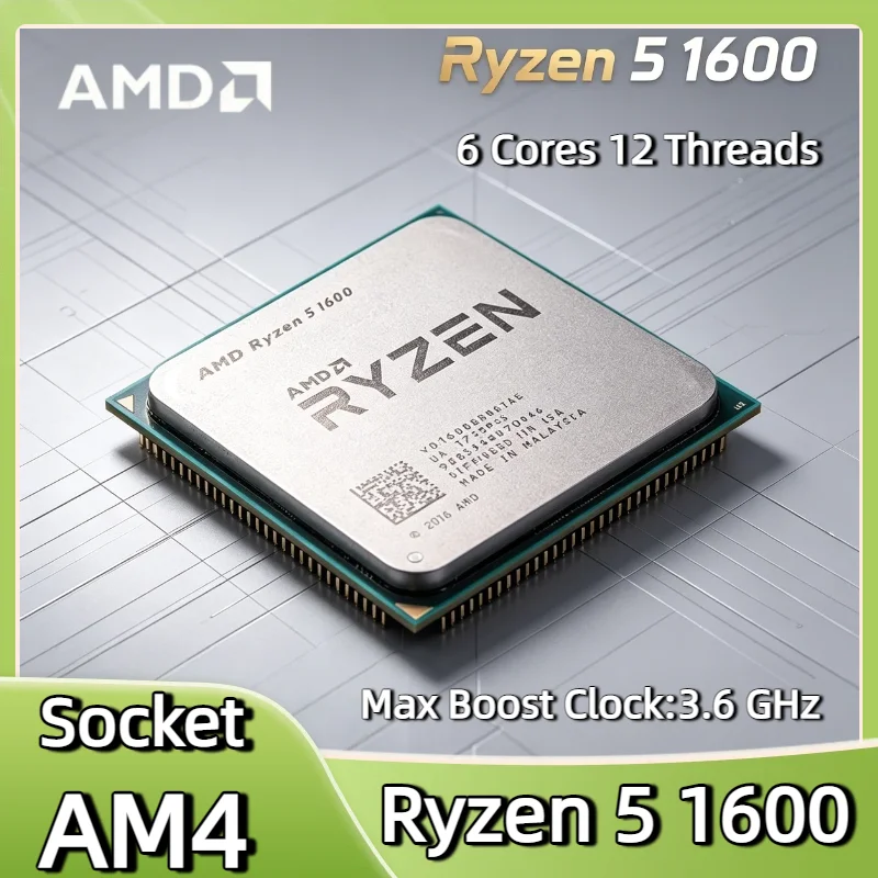 amd-ryzen-5-1600-デスクトッププロセッサ-6コア-12スレッド-32ghz-36ghz-14nm-zen-am4-ソケット-3mb-l2-16mb-l3-65w-pcie-30-ゲーミングcpu-トレイ