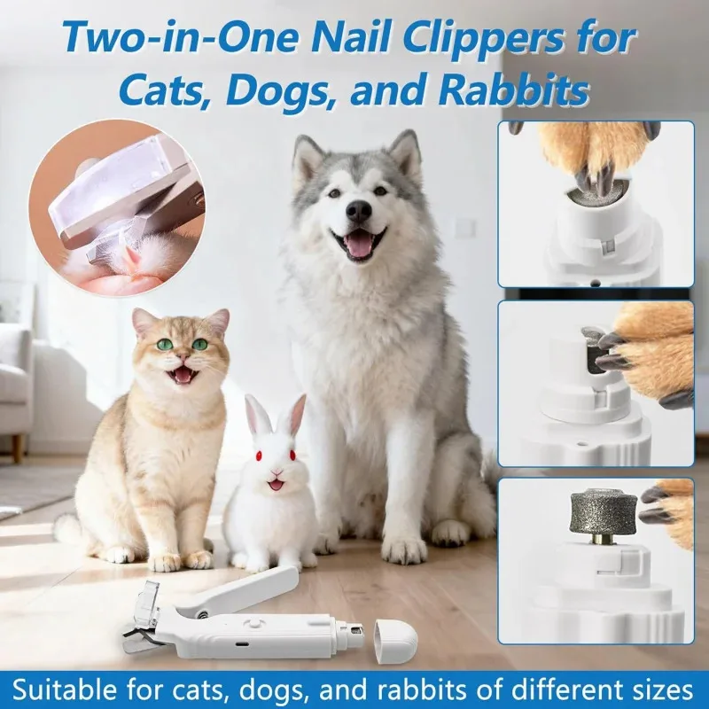 

2 in 1 Pet Nail Grinder and Clippers with LED Light, Quiet Electric Dog Cat Nail Trimmer Grooming Tool