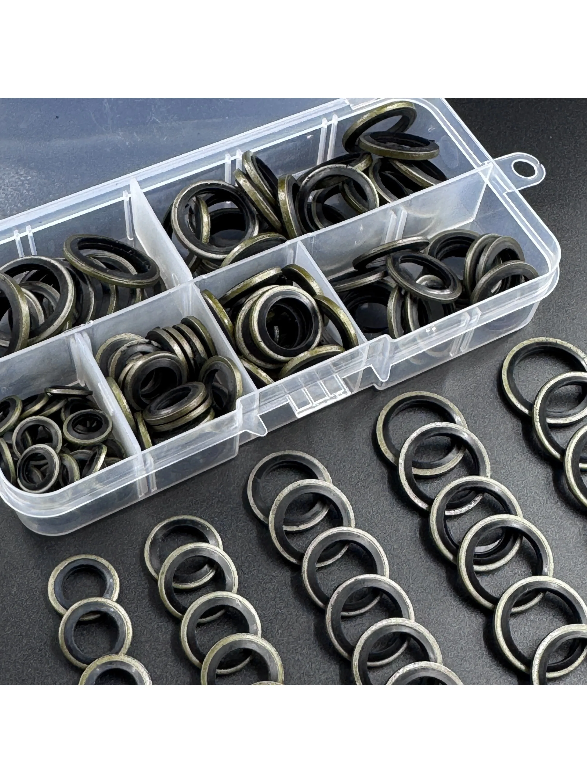 100 stuks Automotive Oliepan Aftapplug Pakkingset - M6-M16 Maten met Aftapplug Pakkingen, Rubberen Ringen & Vervangbare Afdichtingen - afbeelding 2