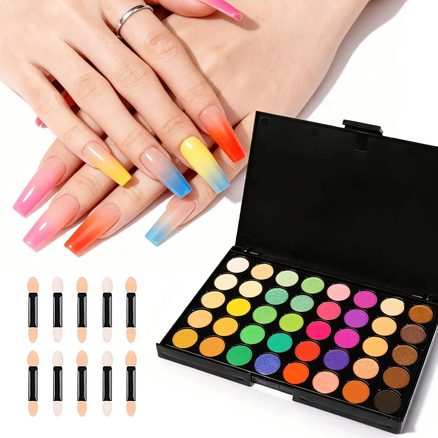 

40 Colors Nail Powder Pigment Kit, Long Lasting for Ombre Nail Art, Professional DIY Manicure Supplies for Beginners Home Salon