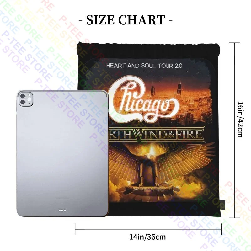 Chicago W Earth Wind & Fire Heart & Soul Concert Tour Drawstring Bags Gym Bag Gym Shopping Bag