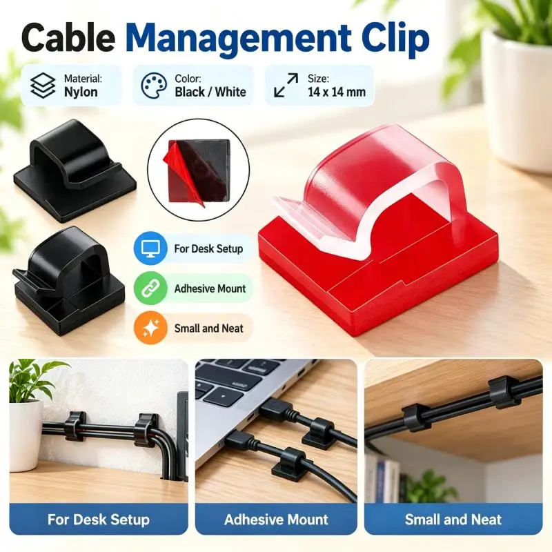 10~100PCS Cable Organizer Clips Wire Winder Holder Protector USB Cable Management Adhesive Hooks Desk Clamp For Home Office