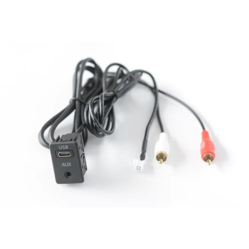 Black ABS Car Audio Interface Panel AUX+USB C Input for Dashboard Mounting 2.2 x 3.4CM Fits For Toyota For Honda For Bmw