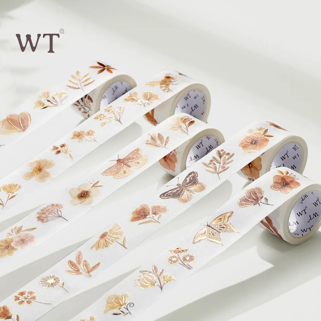 

WT Gilded Bronzing 5rolls/set Misty Flower Washi Tape PET Stickers Vintage Silver Leaves Card Making Planner Scrapbooking Supply