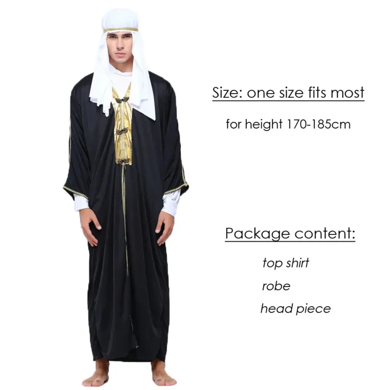 Umorden Arab Arabian Sheik Costume Robe Novelty Sultan Costumes for Men Fancy Carnival Halloween Purim Party Cosplay