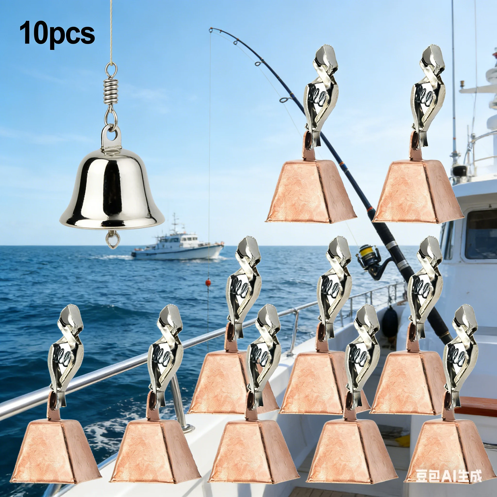 

10 шт. сигнализаторов поклевки из нержавеющей стали для удочек, клипсы-сигнализаторы для лески, аксессуары для морской рыбалки, колокольчики-сигнализаторы для любителей рыбалки