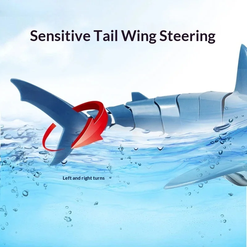 Auto Swinging 4 Direction RC Boat Simulation Mechanical Shark Toy 2.4G Remote Control Waterproof for Outdoor Pool Summer Fun