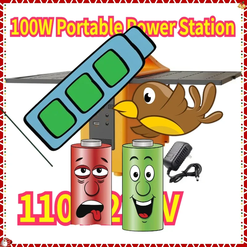 

100W Portable Power Station 110V 220V Solar Generator Mobile Power Station With Solar Panel Power Bank 24000mAh For Camping