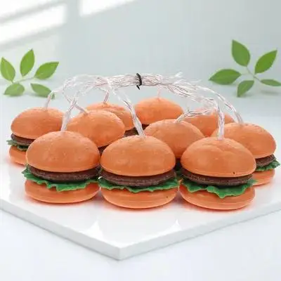 1Set LED Hamburger Light String Creative Decorative String Lamp for Party Birthday Bedroom Kids Room Holiday Home Decoration