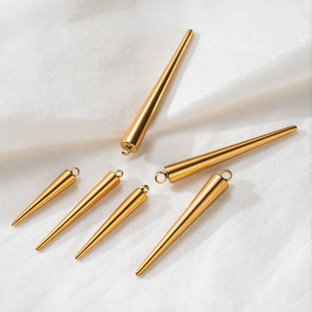 5/10 Stück Edelstahl-Kegelanhänger für DIY-Ohrringe, Halsketten, Schmuckherstellung, Zubehör, Komponenten, Bastelzubehör – Detail 4