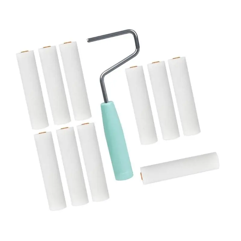 A69efoam Paint Roller Cleaning Equipment 652F Reusable Sponge Roller Set With Finger Support 10 Brushes 6 Inches