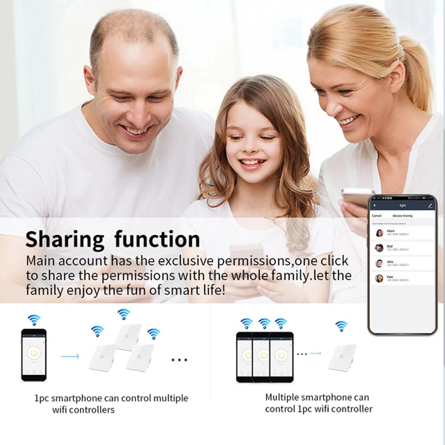 Calentador de agua inteligente con WiFi y Control remoto, interruptor inalámbrico de doble control táctil, temporizador de programación de la UE de 20A, funciona con Google, Alexa y Homekit