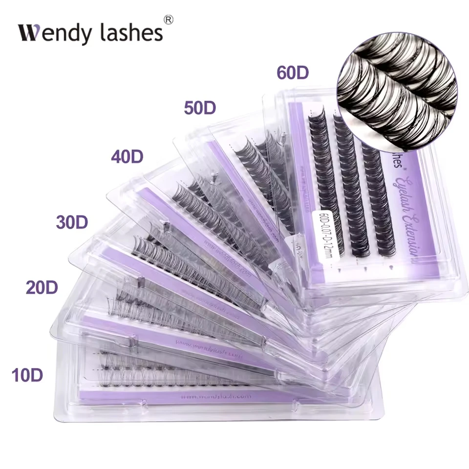 WENDY 3 Righe 10/20/30/40D Bundles Cluster di Calore Ciglia Estensione D Curl FAI DA TE Individuale Visone Finto Volume Spesso Innesto ciglia