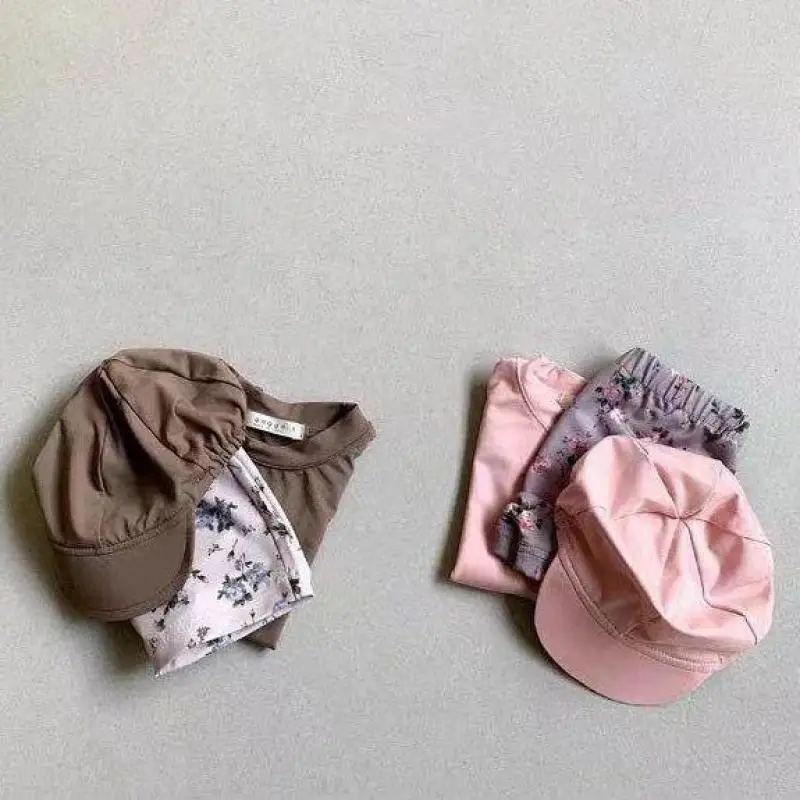Kids Swimwear Sets 2024 New Summer Baby Girl Floral Bikini Swimming Suit Fashion Boys Swimsuits Infant Holiday Beach Clothes Set