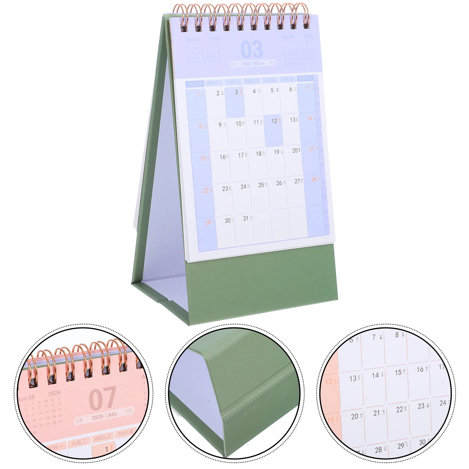

Minimalist 2026 Desk Calendar Green Stand Up Monthly Planner for Office Home Decor Functional Flip Calendar Desktop Scheduling