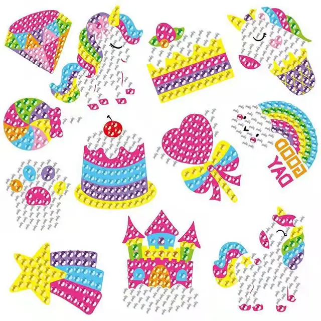 Cartoon dinozaur diamenty, jednorożec obrazek naklejki zestawy dla dzieci DIY 5D Rhinestone naklejka na lodówkę ściegu diament haft