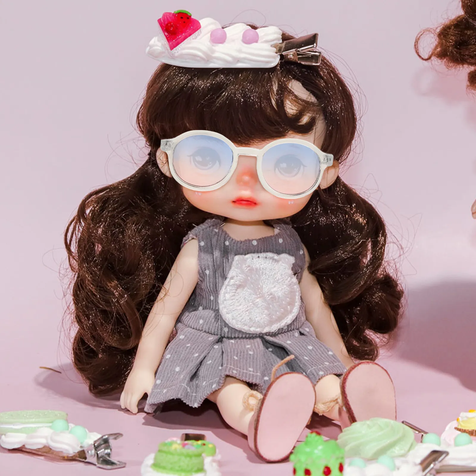 3Pcs Mini Round Eyeglasses Plastic Accessories for 20cm Cotton DIY Dollhouse Dress Up Costume Eyewear Glasses view 2