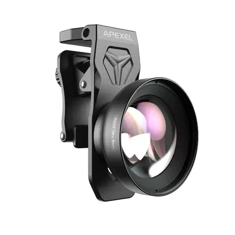 APEXEL HB100 Ultra 50-110mm Telephoto Macro Lens Aluminum Alloy Circular Polarizing Filter Lens for Phone with Metal Phone Clip