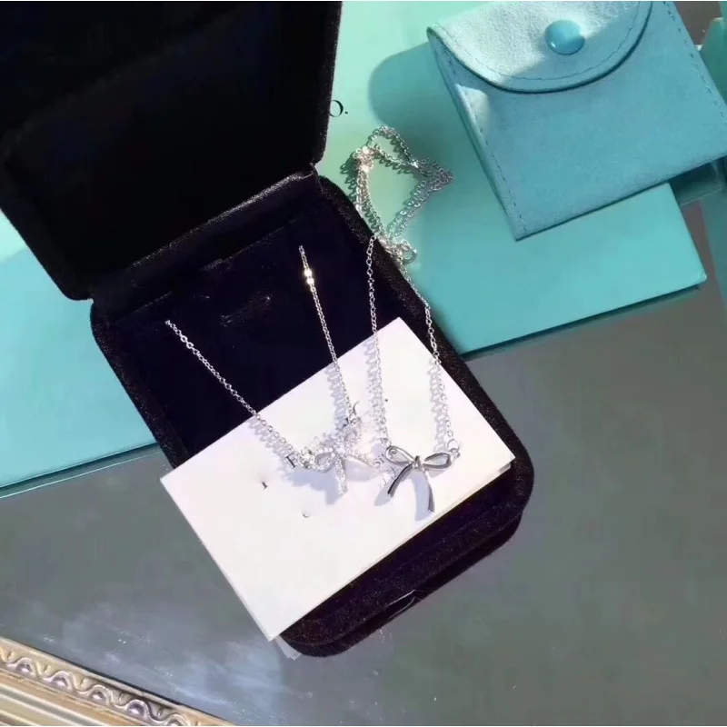 

Подвеска-бантик из настоящего серебра 925 пробы, простая, модная, на цепочке, для женщин, изящное ювелирное украшение, подарок