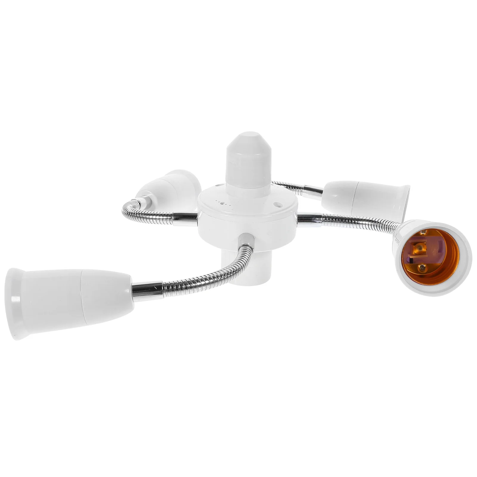 E27 to E27 Five-Heads Light Socket Adapter Plastic Rotatable Multi-Head Lamp Holder Adjustable Lighting Fixture for Home Office