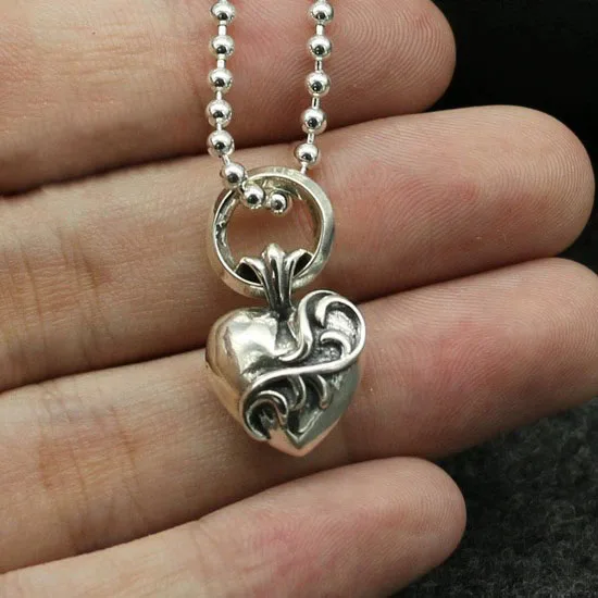 

S925 sterling silver punk Love Fashion Pendant Hip hop retro personalized accessories Punk Simple Retro