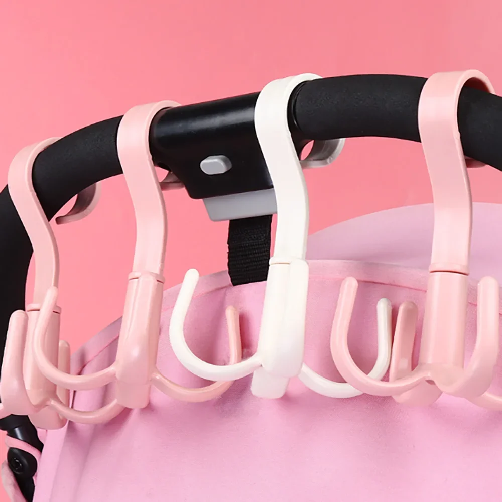 2-8Pcs Hook Universal Hook Handcart Baby Stroller Storage Basket Multifunctional Storage Hook Accessories Blue/White/Pink