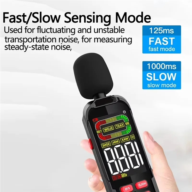 BAAJ-ZL82B 30-130Db A/C Weighted Digital Noise Meter, USB Rechargeable Handheld Sound Level Decibelimetro