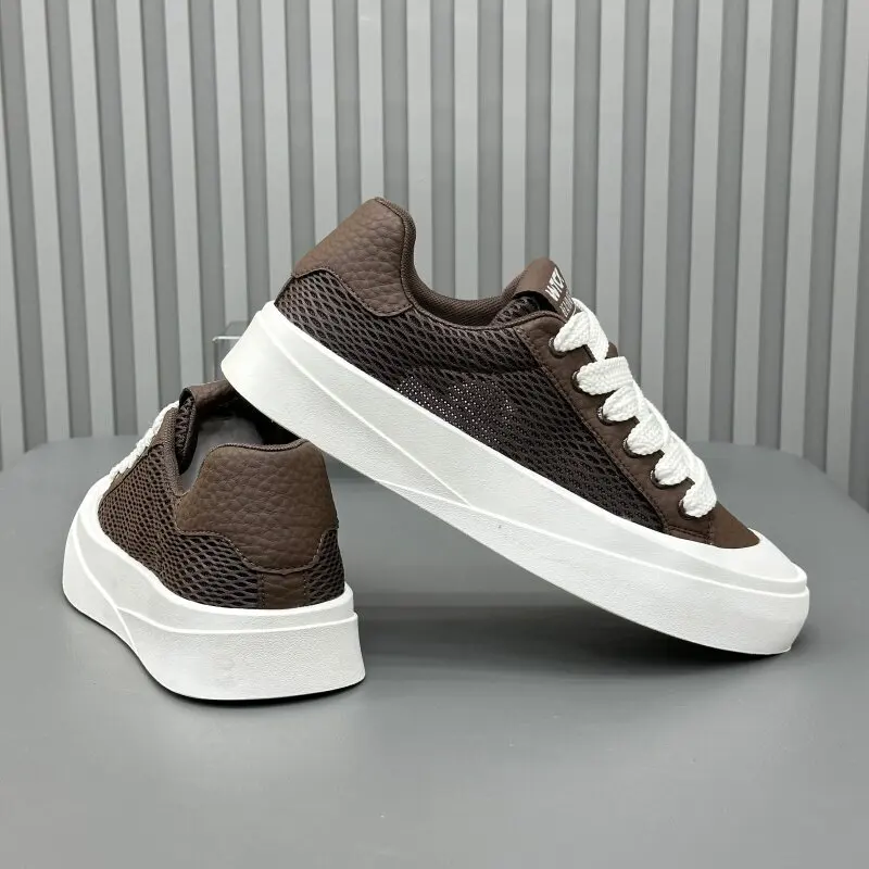 Summer Men Casual Sneakers Fashion Mesh Breathable Board Shoes Outdoor Hollow Lightweight Sport Shoes Anti Slip Walking Footwear