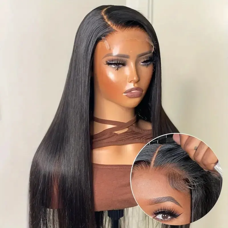 Rosabeauty 30 40 Inch Straight 13X4 Lace Front Human Hair Wigs Glueless Brazilian For Black Women Remy 180%