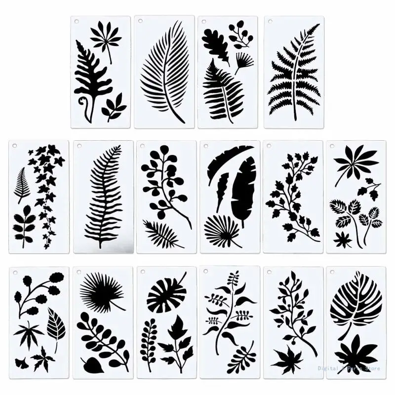 M17F 16 Sheets DIY Decorative Stencil Template for Painting Leaves Stencil Washable for Art Scrapbook Journal Fabric