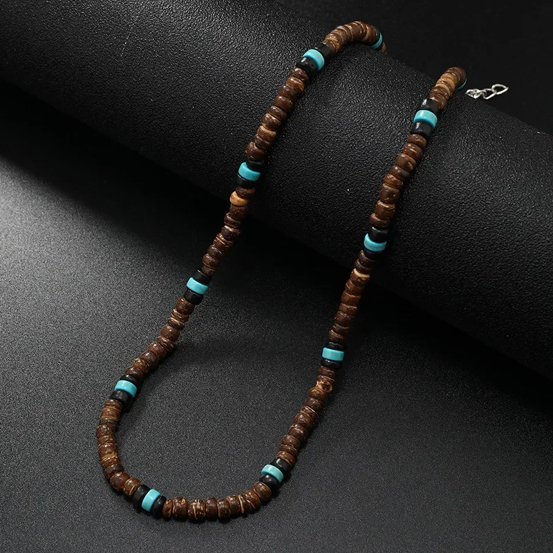 Vintage Coconut Shell Turquoise Chains Necklaces for Women Men\'s Surfing Choker Luxury Holiday Jewelry Collares