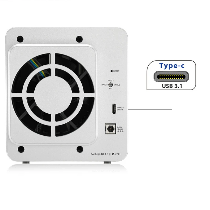 Top Quality Transfer Speed Can be up to 410MB/s D2-310 Storage External Hard Drive Enclosure USB3.1 RAID 0/1/JBOD/SINGLE Storage