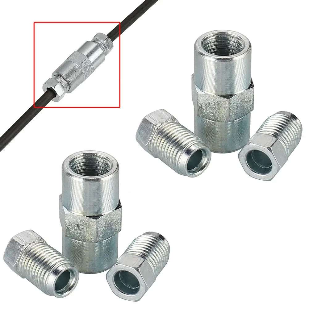 6pcs Metal Female Brake Pipe Connectors Male Brake Nuts Short Brake Line Fitting Kit For Inverted Bell Mouth Of 3/16 Pipe