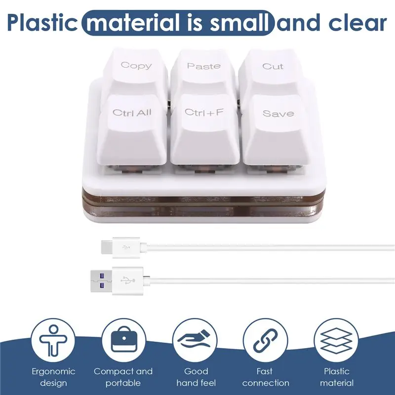 A41Z-6Keys Copy Paste Search Save Cut Keyboard One Handed OSU Keypad Programmable Mechanical Shortcut Macro Keyboard