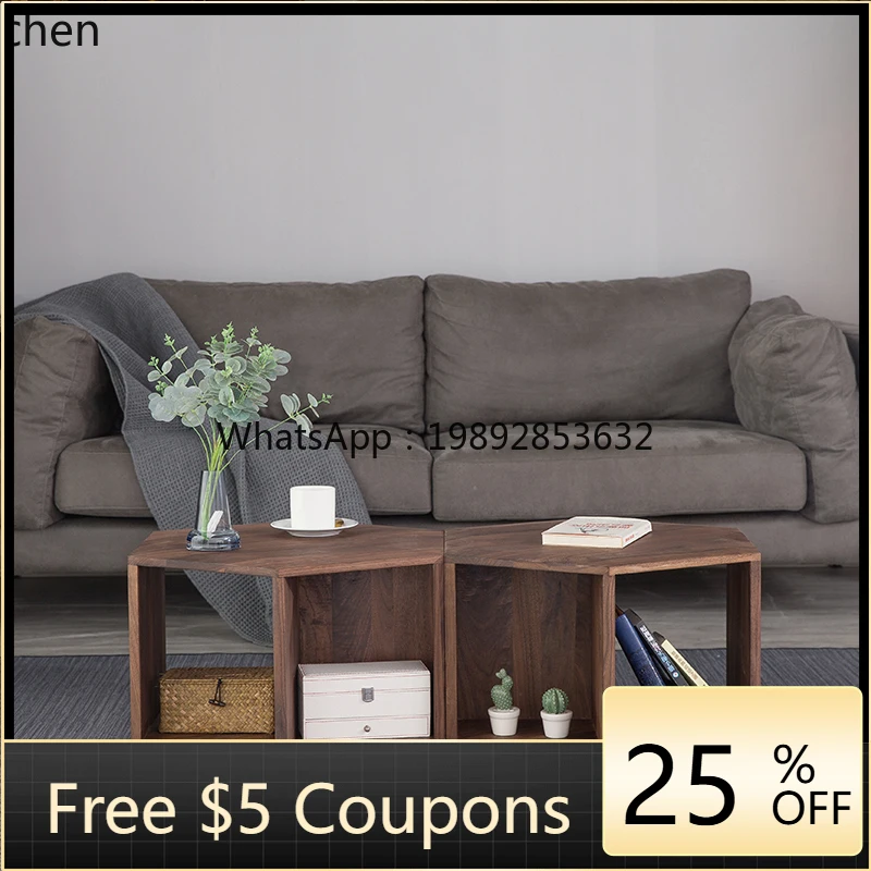 

Modern Simple Small Apartment Black Walnut Sofa Side Tea Cabinet Multifunctional Corner Side Cabinet