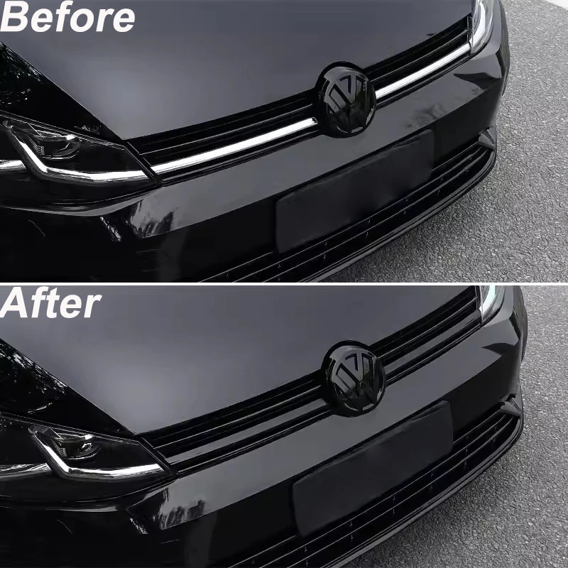 For VW Golf MK7.5 Golf GTI GTE GTD R 2017-2019 Sport Full Black Front Center Grille Insert Grill Mesh Cover Molding Trim Garnish