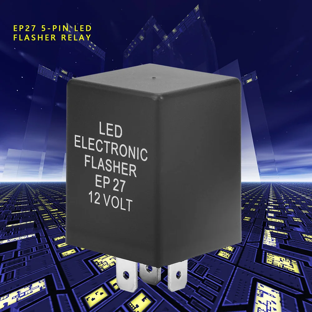 Flash Relay Flasher Relay EP27 LED Flasher Relay EP27 5-Pin LED Flasher Flash Relay for Turn Signal Light Hyper Flash Fix 12V
