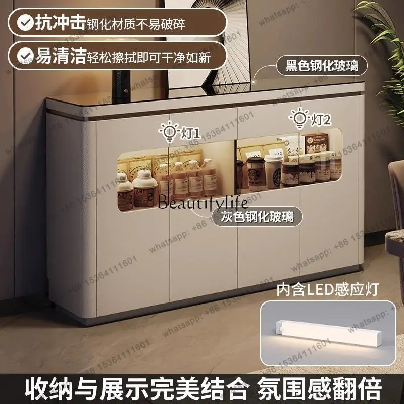 Customization Light Luxury High-end Living Room Cabinet Ultra-thin Bucket Cabinet Coffee Living Room Side Cabinet Against The Wa